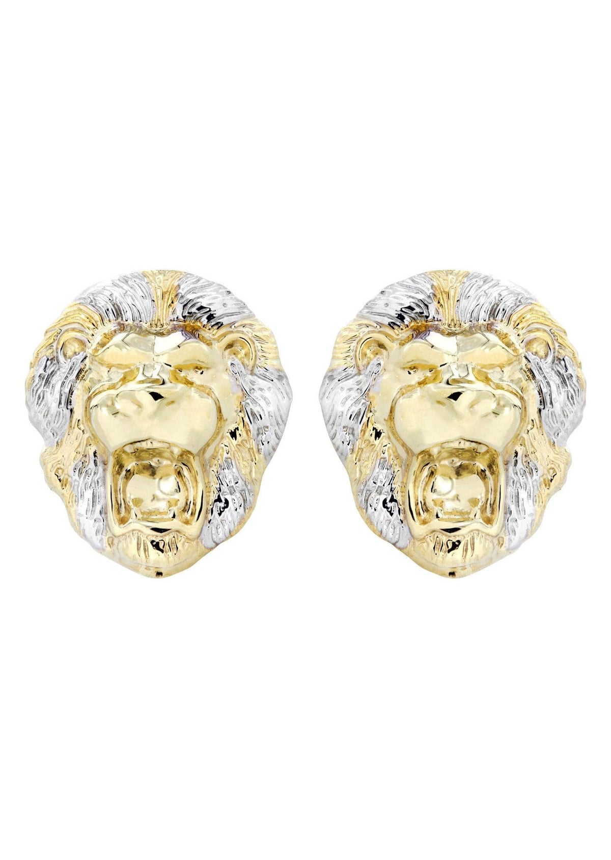 Lion 10K Yellow Gold Studs | Appx. Diameter 1 Inches