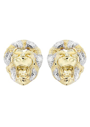 Lion 10K Yellow Gold Studs | Appx. Diameter 1 Inches