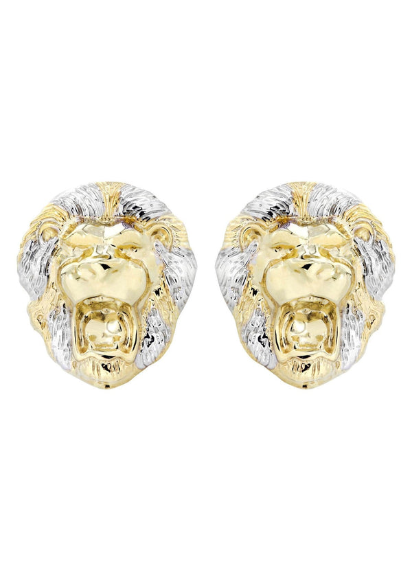 Lion 10K Yellow Gold Studs | Appx. Diameter 1 Inches