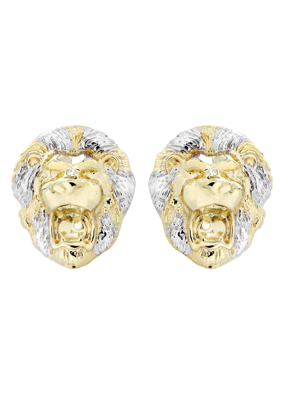 Lion 10K Yellow Gold Studs | Appx. Diameter 1 Inches