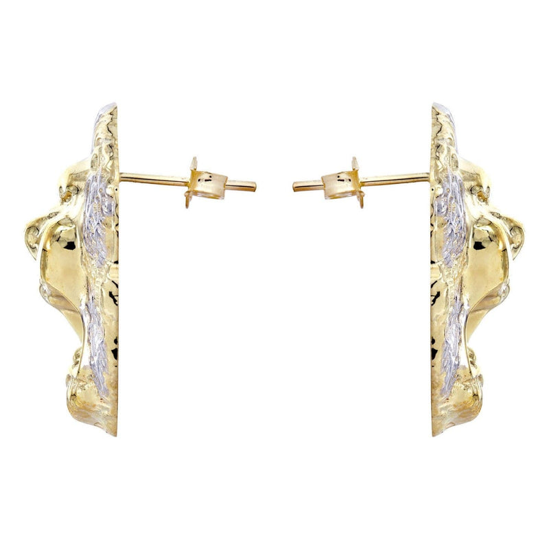 Lion 10K Yellow Gold Studs | Appx. Diameter 1 Inches