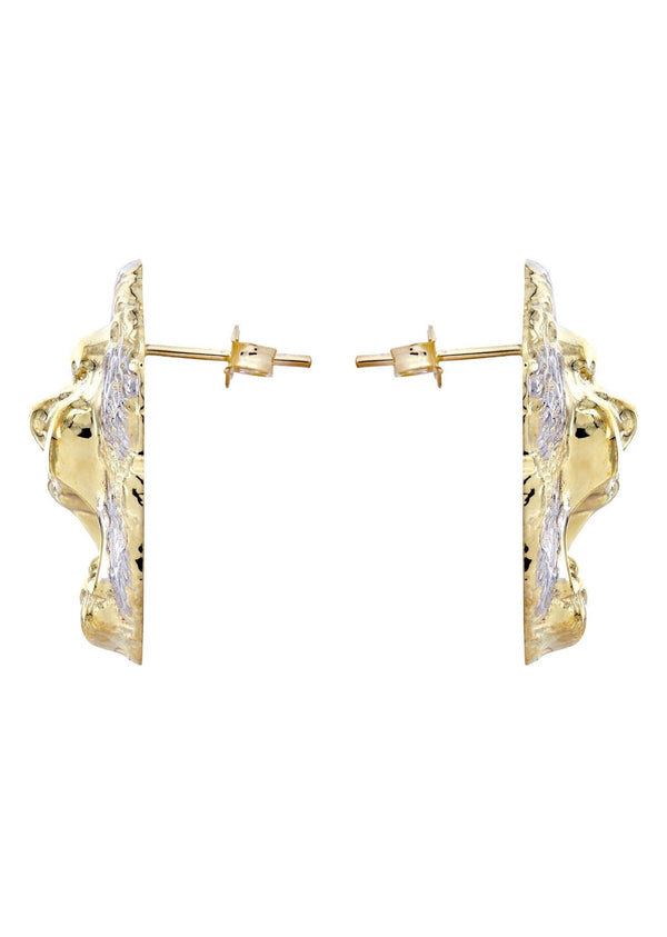 Lion 10K Yellow Gold Studs | Appx. Diameter 1 Inches
