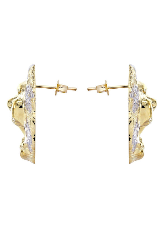 Lion 10K Yellow Gold Studs | Appx. Diameter 1 Inches