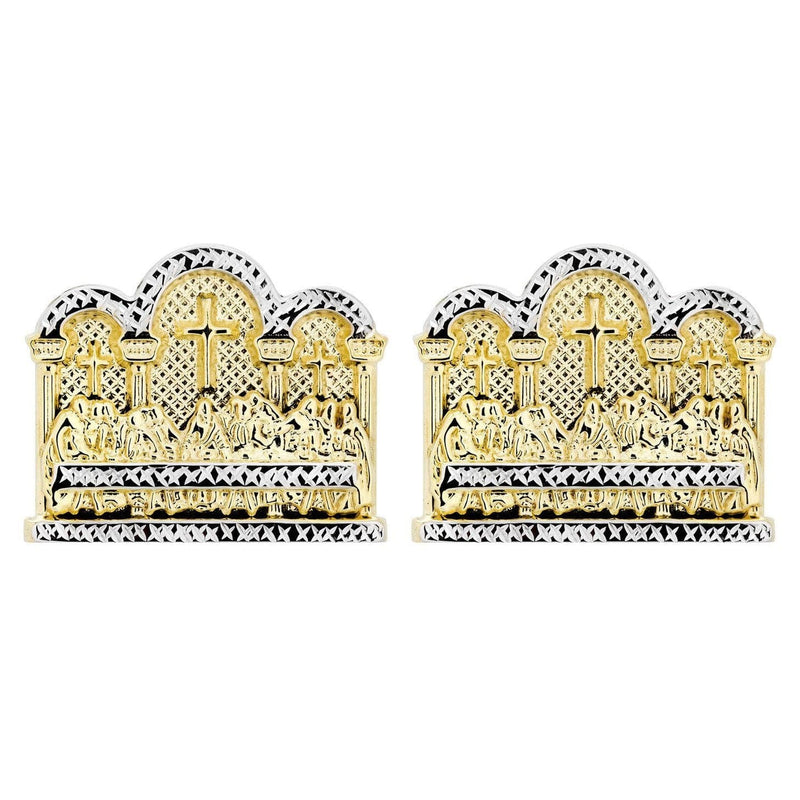 10K Last Supper Gold Earrings For Men | Appx 1 3/8 Inches Wide