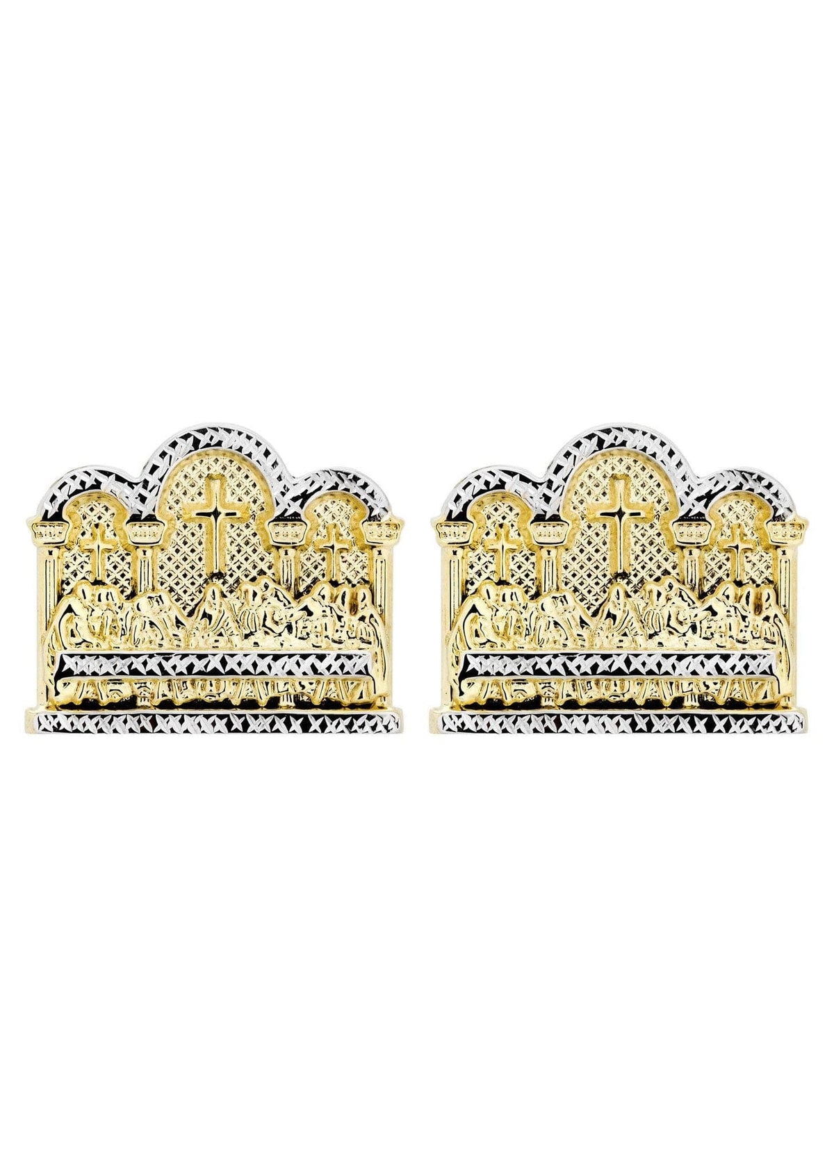 10K Last Supper Gold Earrings For Men | Appx 1 3/8 Inches Wide