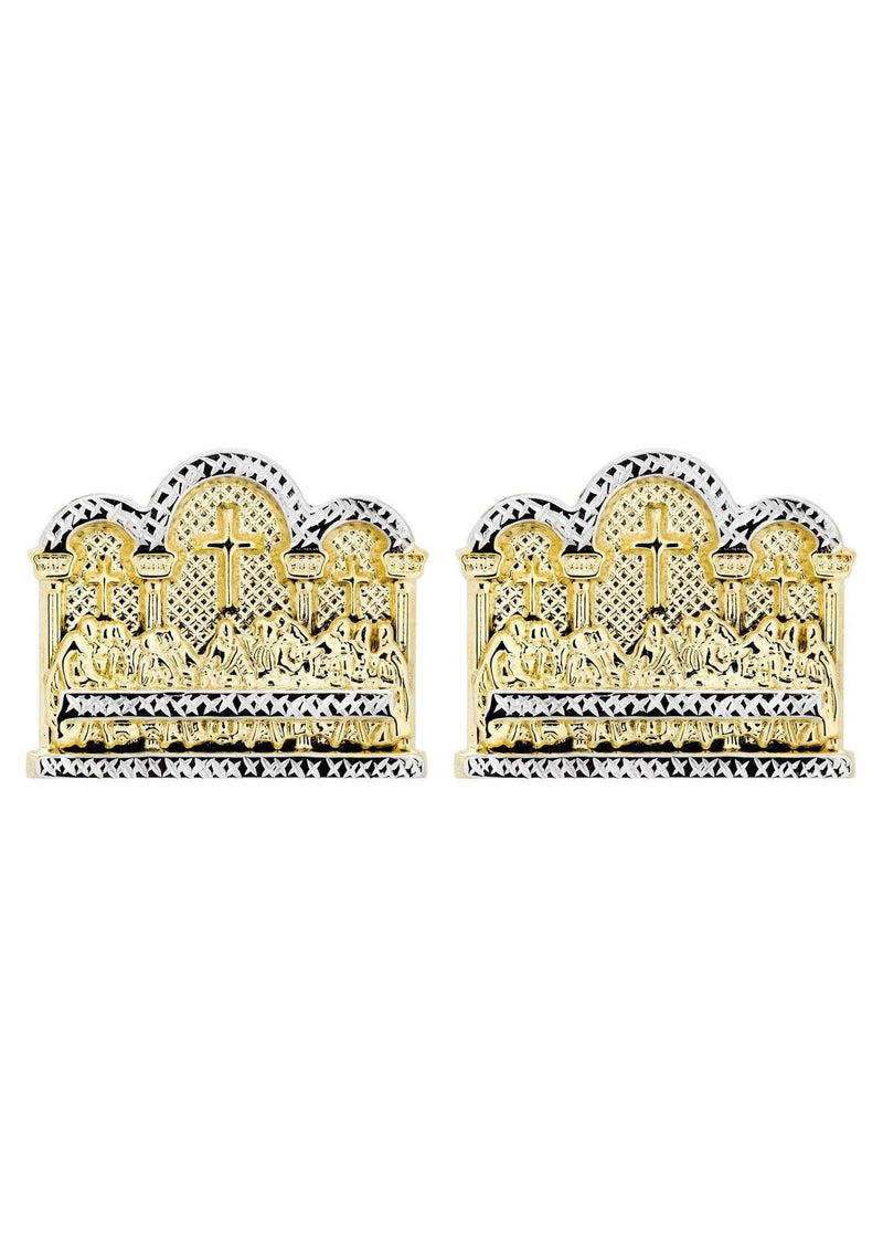 10K Last Supper Gold Earrings For Men | Appx 1 3/8 Inches Wide
