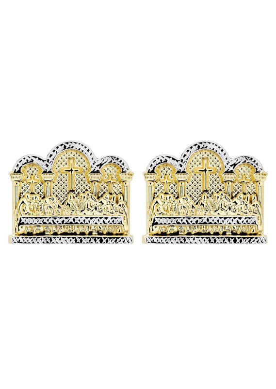 10K Last Supper Gold Earrings For Men | Appx 1 3/8 Inches Wide