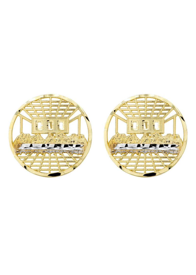 10K Last Supper Gold Earrings For Men | Appx 3/4 Inches Wide