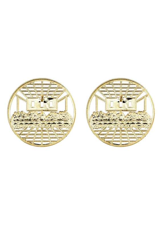 Last Supper 10K Yellow Gold Studs | Appx. Diameter 0.75 Inches