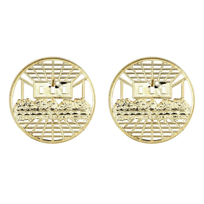 10K Last Supper Gold Earrings For Men | Appx 3/4 Inches Wide