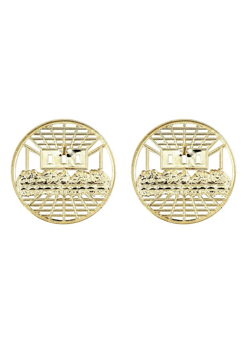 10K Last Supper Gold Earrings For Men | Appx 3/4 Inches Wide