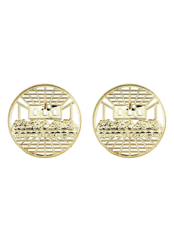 10K Last Supper Gold Earrings For Men | Appx 3/4 Inches Wide