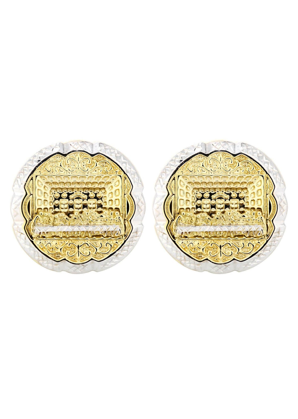 10K Last Supper Gold Earrings For Men | Appx 1.1 Inches Wide