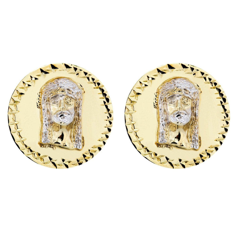 Jesus 10K Yellow Gold Studs | Appx. Diameter 0.75 Inches