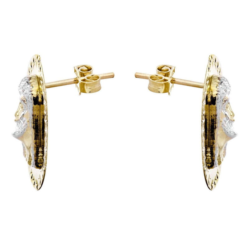 Jesus 10K Yellow Gold Studs | Appx. Diameter 0.75 Inches