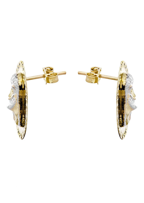 Jesus 10K Yellow Gold Studs | Appx. Diameter 0.75 Inches