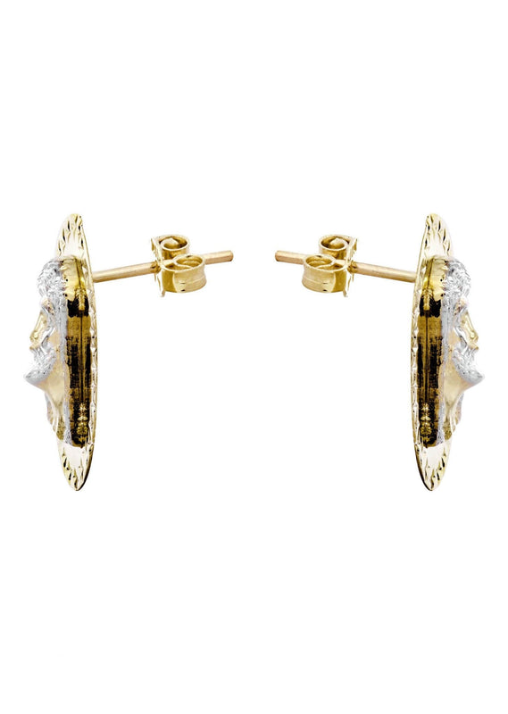 Jesus 10K Yellow Gold Studs | Appx. Diameter 0.75 Inches