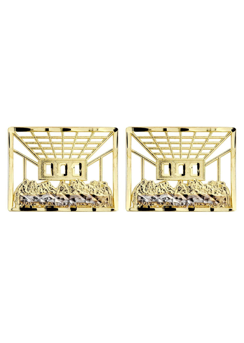 10K Last Supper Gold Earrings For Men | Appx 3/4 Inches Wide