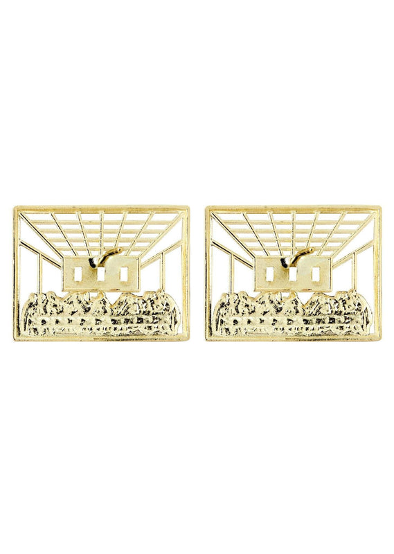 10K Last Supper Gold Earrings For Men | Appx 3/4 Inches Wide