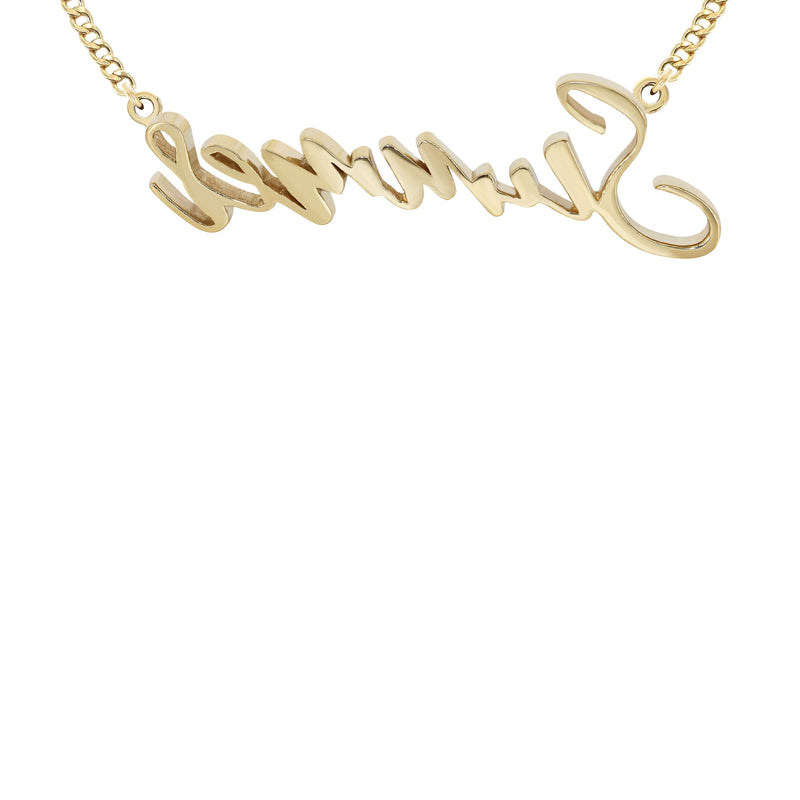 14K Yellow Gold  Full Diamond Name Plate Necklace | Style #113