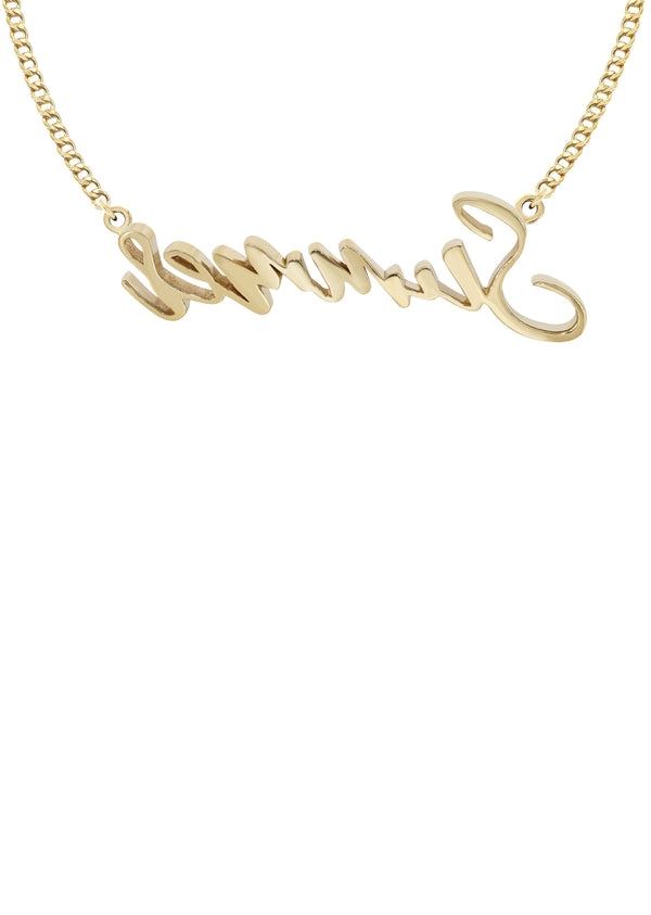 14K Yellow Gold  Full Diamond Name Plate Necklace | Style #113