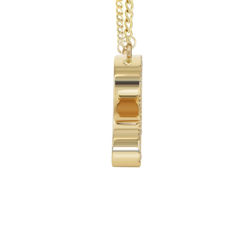 14K Yellow Gold  Full Diamond Name Plate Necklace | Style #113