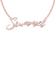 14K Rose Gold  Full Diamond Name Plate Necklace | Style #112