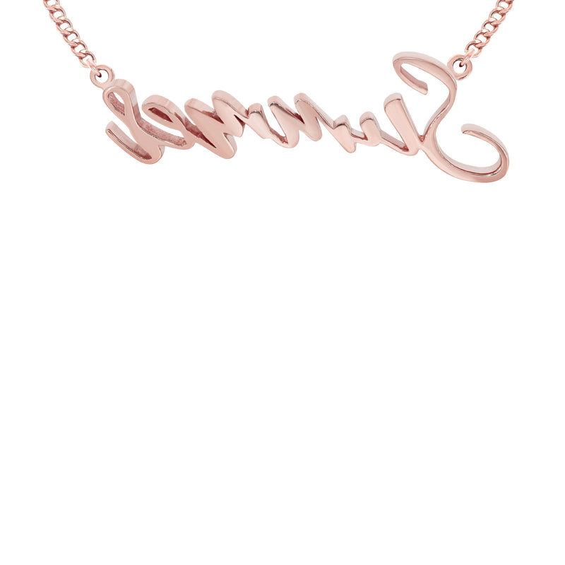 14K Rose Gold  Full Diamond Name Plate Necklace | Style #112