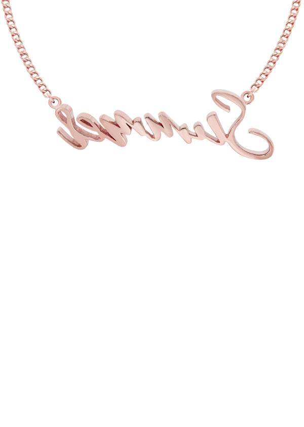 14K Rose Gold  Full Diamond Name Plate Necklace | Style #112