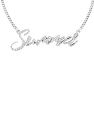14K White Gold  Full Diamond Name Plate Necklace | Style #75
