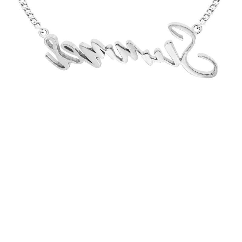 14K White Gold  Full Diamond Name Plate Necklace | Style #75