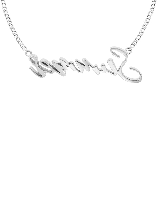 14K White Gold  Full Diamond Name Plate Necklace | Style #75