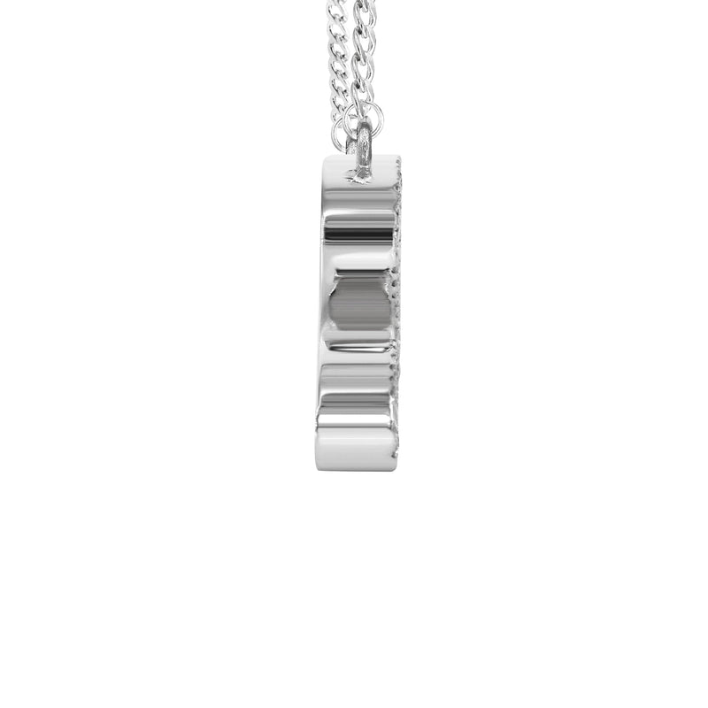 14K White Gold  Full Diamond Name Plate Necklace | Style #75
