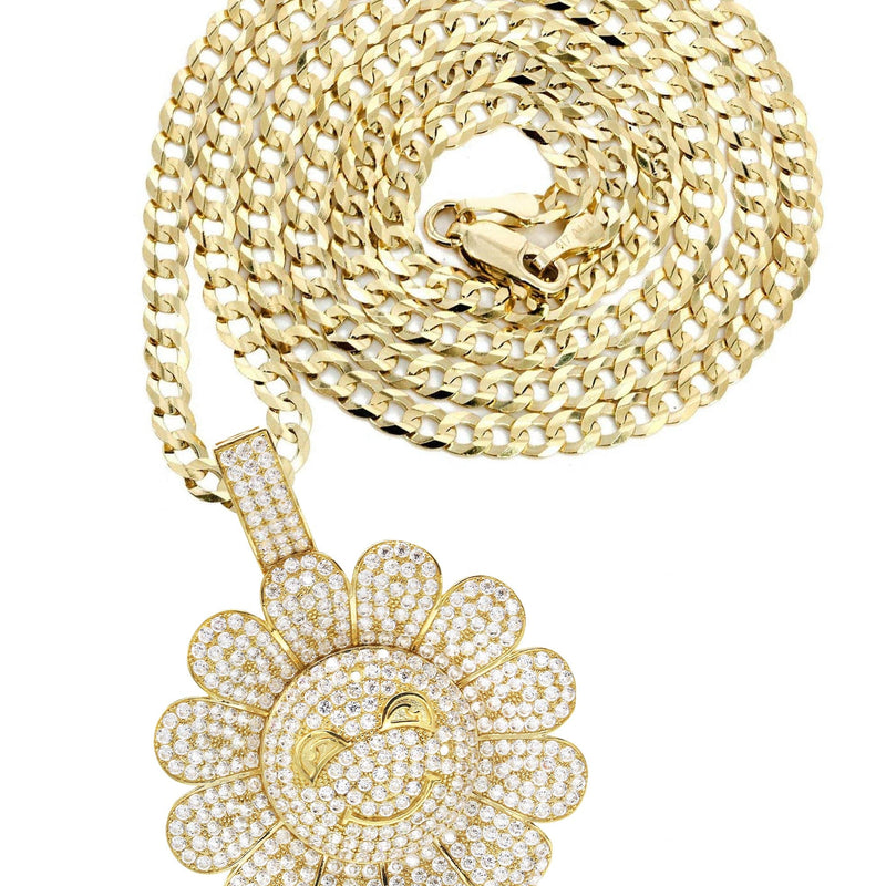 10K Yellow Gold Sunflower Spinner Necklace | Appx. 18.8 Grams
