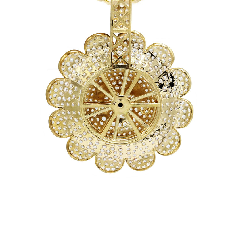 10K Yellow Gold Sunflower Spinner Necklace | Appx. 18.8 Grams