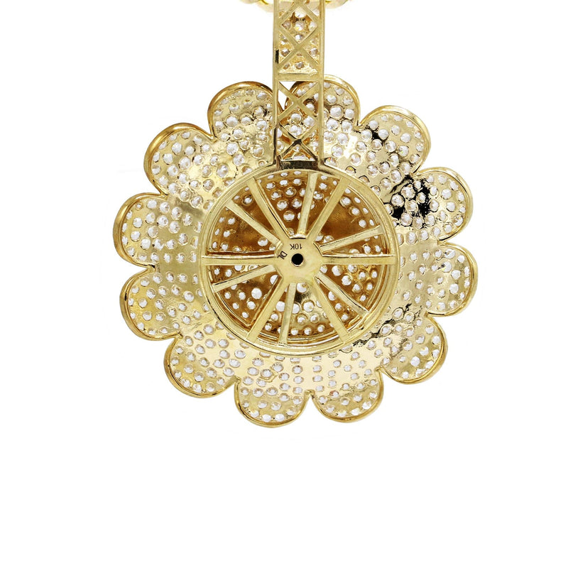 10K Yellow Gold Sunflower Spinner Necklace | Appx. 18.8 Grams