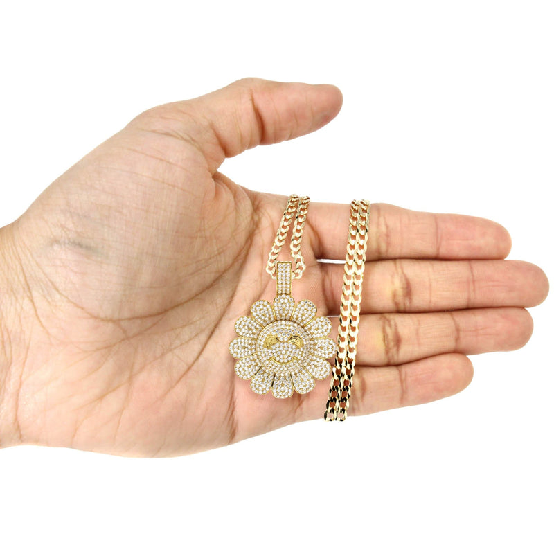 10K Yellow Gold Sunflower Spinner Necklace | Appx. 18.8 Grams