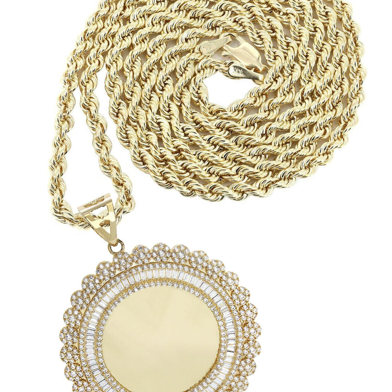 10K Yellow Gold Round Picture Necklace | Appx. 23.5 Grams