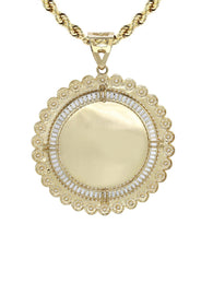 10K Yellow Gold Round Picture Necklace | Appx. 23.5 Grams