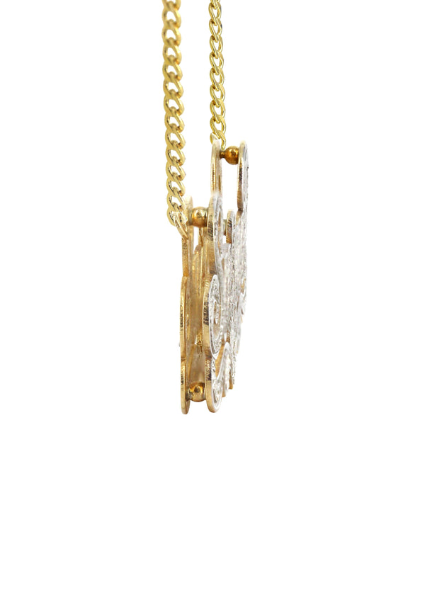14K Gold  Diamond Cut with Diamonds Name Plate Necklace | Style #10
