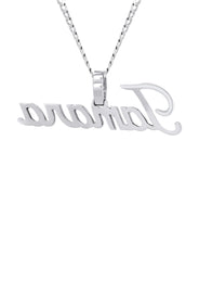 14K White Gold  Full Diamond Name Plate Necklace | Style #49