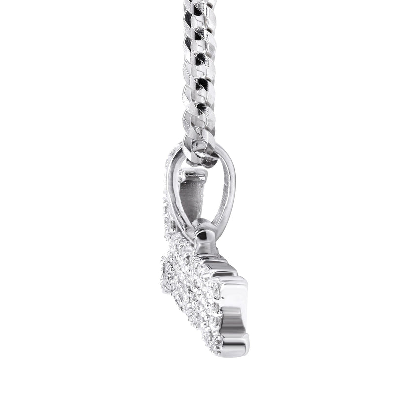 14K White Gold  Full Diamond Name Plate Necklace | Style #49