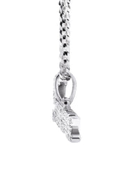 14K White Gold  Full Diamond Name Plate Necklace | Style #49