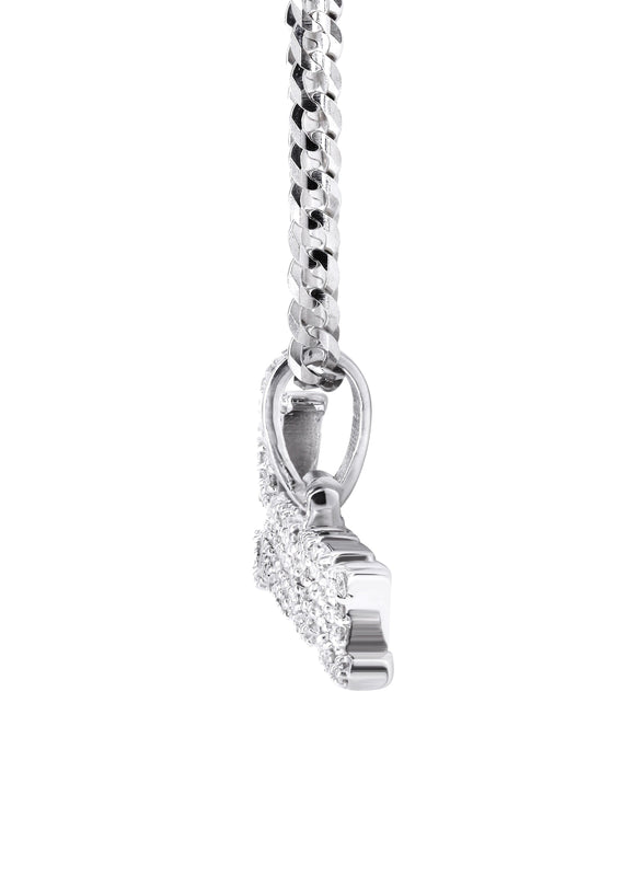 14K White Gold  Full Diamond Name Plate Necklace | Style #49