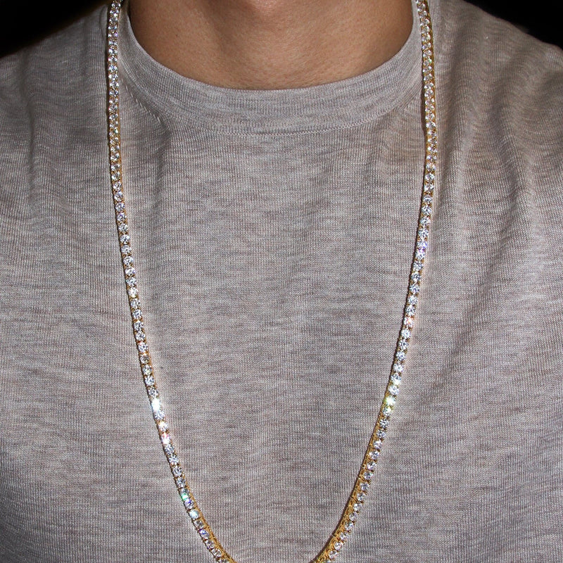 Gold Plated Mens Tennis Chain