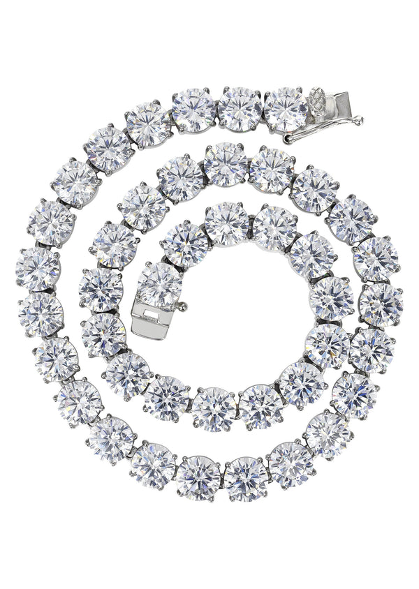 White Gold Plated Mens Tennis Chain