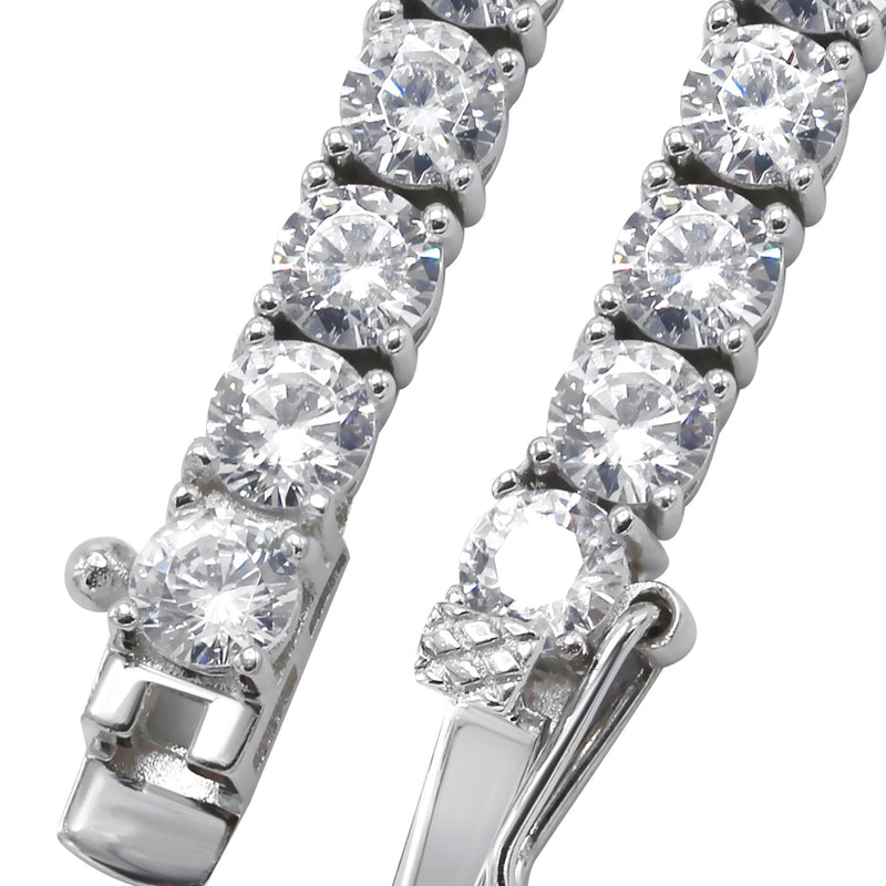 Silver Chain - Mens White Tennis Chain / Necklace
