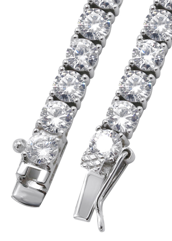Silver Chain - Mens White Tennis Chain / Necklace