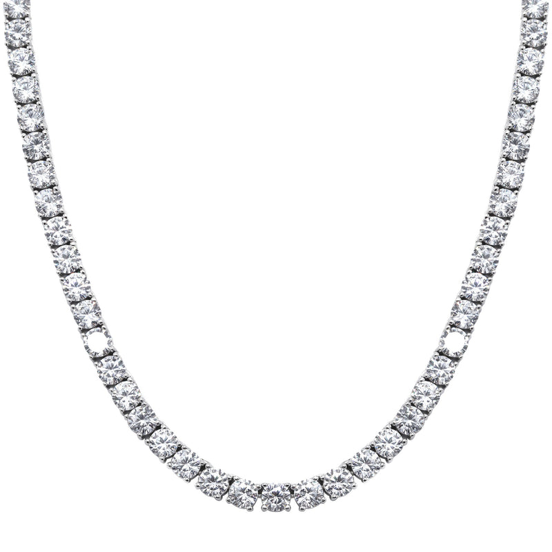 Silver Chain - Mens White Tennis Chain / Necklace