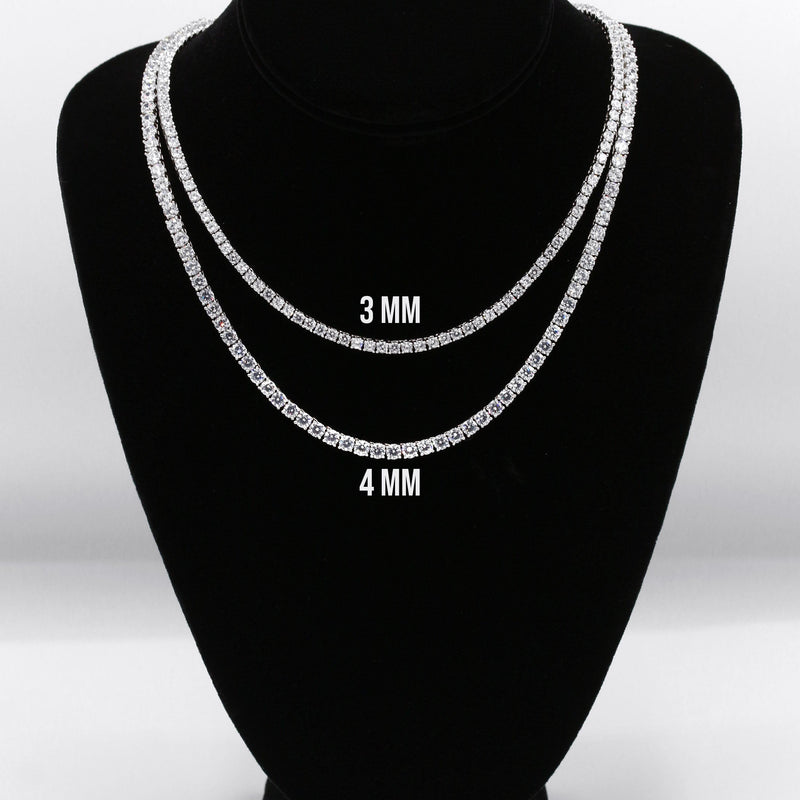 Silver Chain - Mens White Tennis Chain / Necklace
